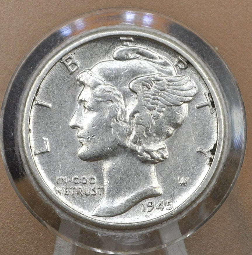 1945 Mercury Silver Dimes, P,D,S - Choose by Mint & Grade - 1945 D Winged Liberty Head Silver Dime 1945 S Dime 1945