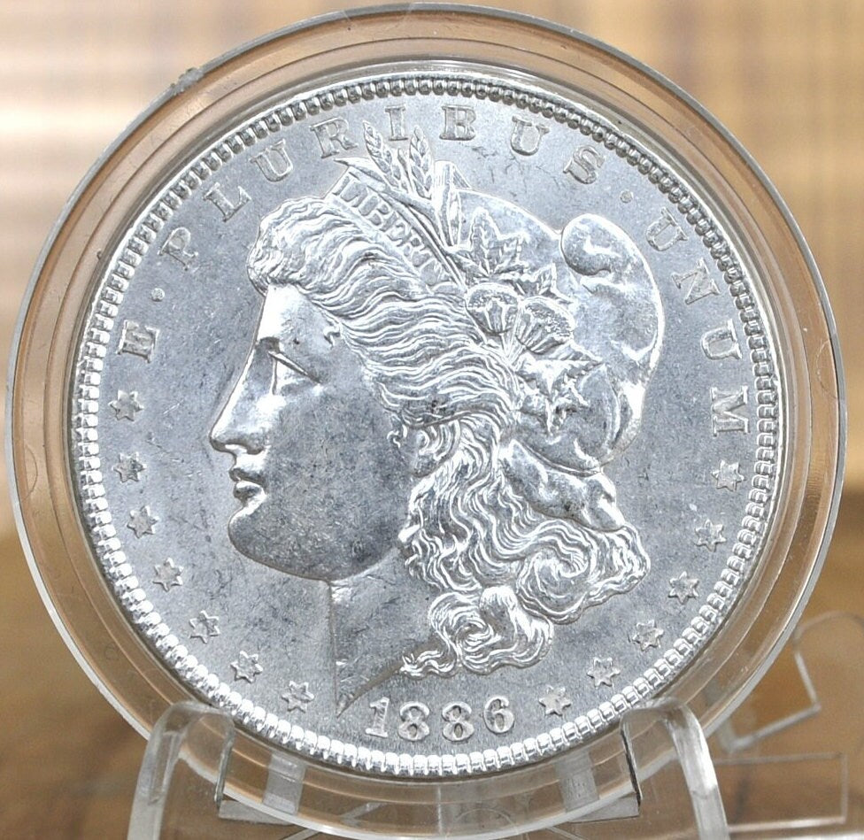 1886 Morgan Silver Dollar - MS60/BU (Uncirculated) Condition - 1886 P Morgan Dollar - 1886P Silver Dollar - No Mint Mark - High Grade