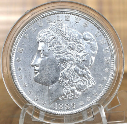 1886 Morgan Silver Dollar - MS60/BU (Uncirculated) Condition - 1886 P Morgan Dollar - 1886P Silver Dollar - No Mint Mark - High Grade