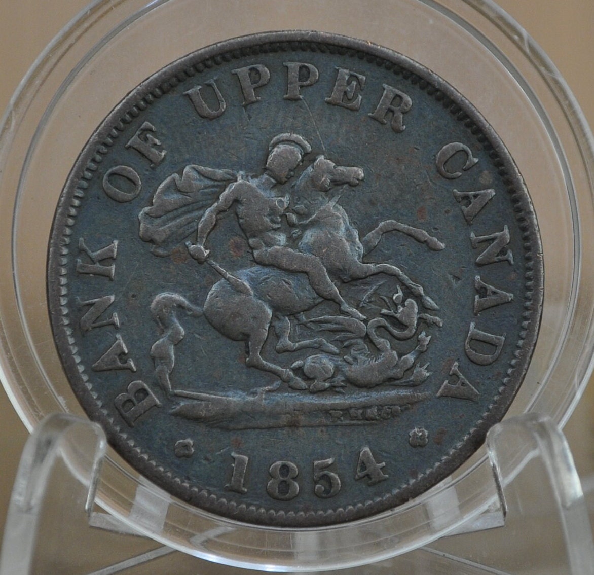 1854 Bank of Upper Canada Half Penny - 1/2 Penny Bank Token - VF Condition - 1854 Bank Token One Half Penny - 1854 Canadian Large Cent