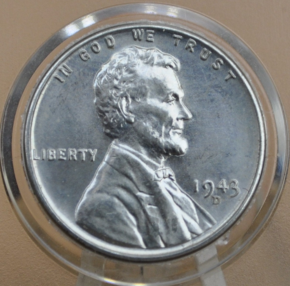 1943-D WWII Era Steel US Cent - WW2 Steel Wheat Penny - D Steel Lincoln Penny (Denver Mint)