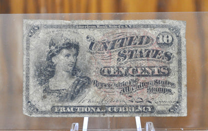 Authentic 1863 10 Cent Fractional Currency / 1863 Fractional Currency - VG (Very Good) Grade / Condition - 2nd Issue Fractional Note Fr1257