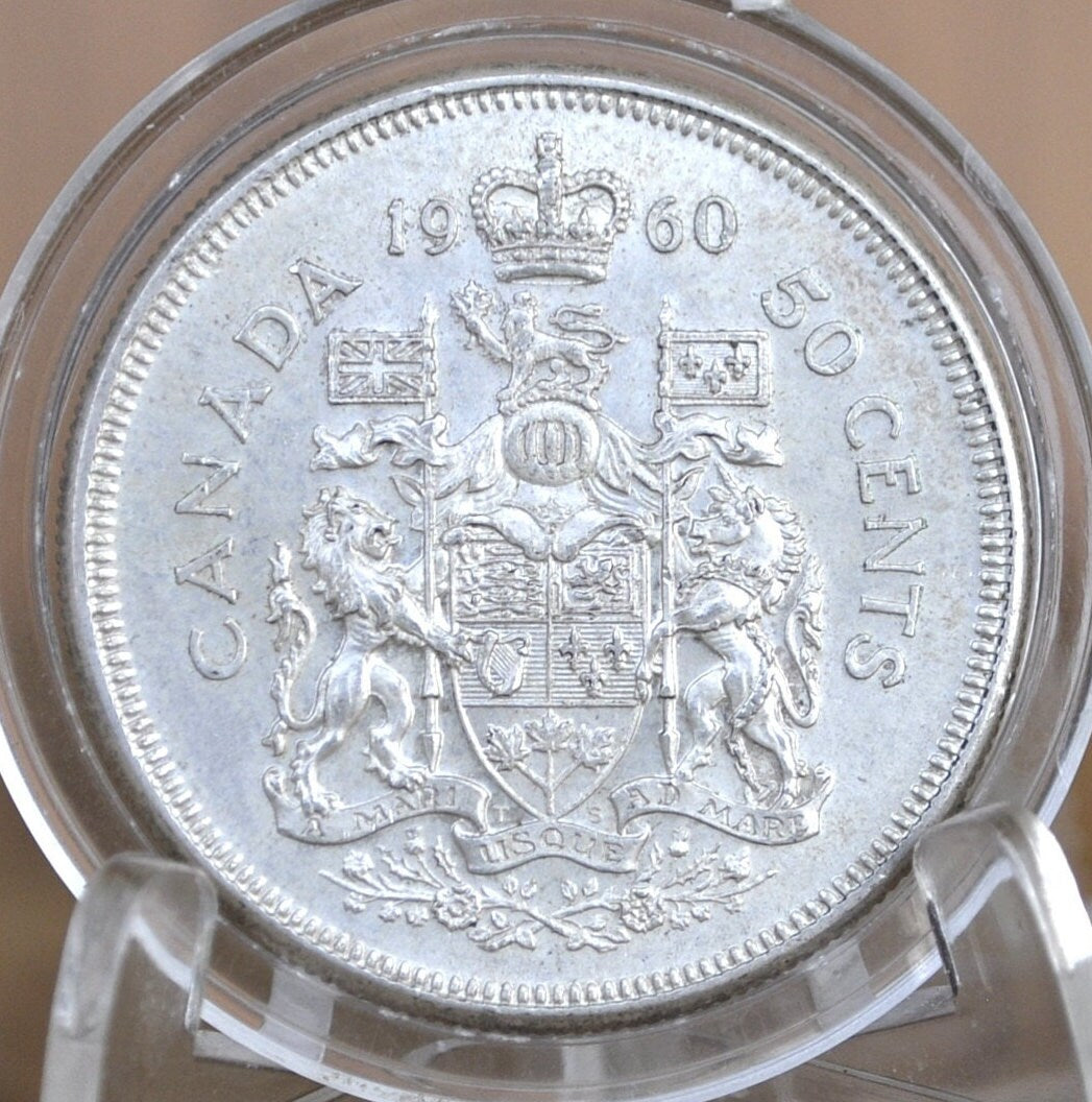 1965 Canadian Silver Half Dollar - BU (Uncirculated) Prooflike -80% Silver - Elizabeth Silver Half Dollar Canada- Canadian Coin Collection