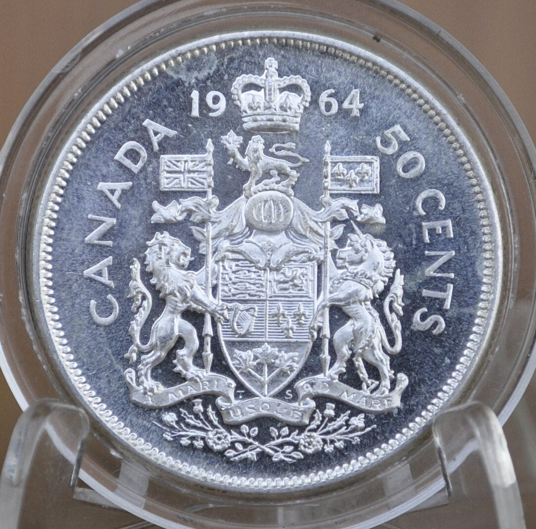 1965 Canadian Silver Half Dollar - BU (Uncirculated) Prooflike -80% Silver - Elizabeth Silver Half Dollar Canada- Canadian Coin Collection