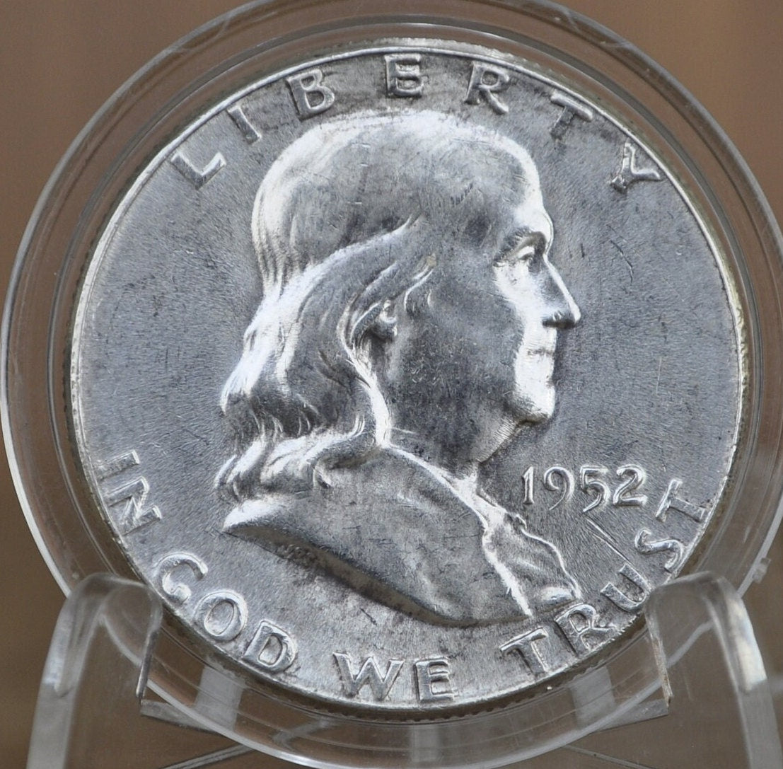 1952 Franklin Silver Half Dollar - Philadelphia Mint - Silver Half Dollar - 1952-P Benjamin Franklin Half Dollar - 1952 P Franklin Half