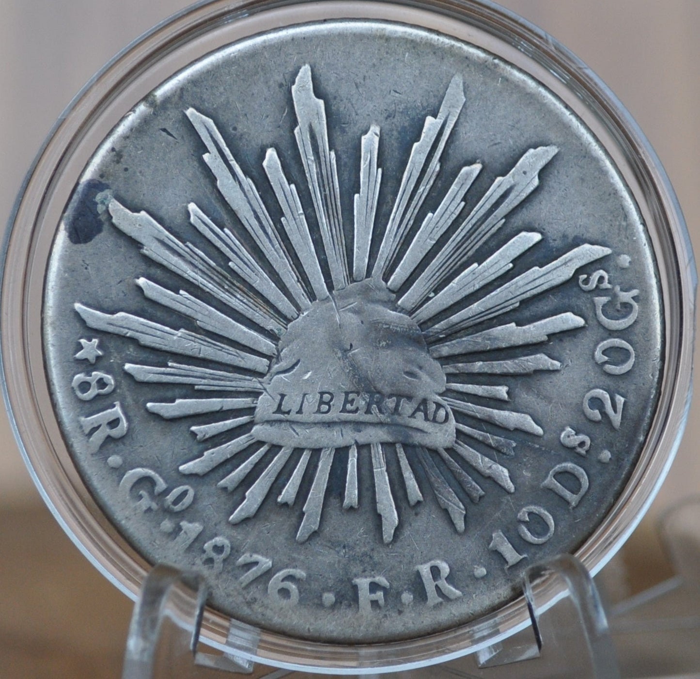 1876 Silver 8 Reales Mexico - VF/XF - Mexican Eight Reales Silver Mexican Coin