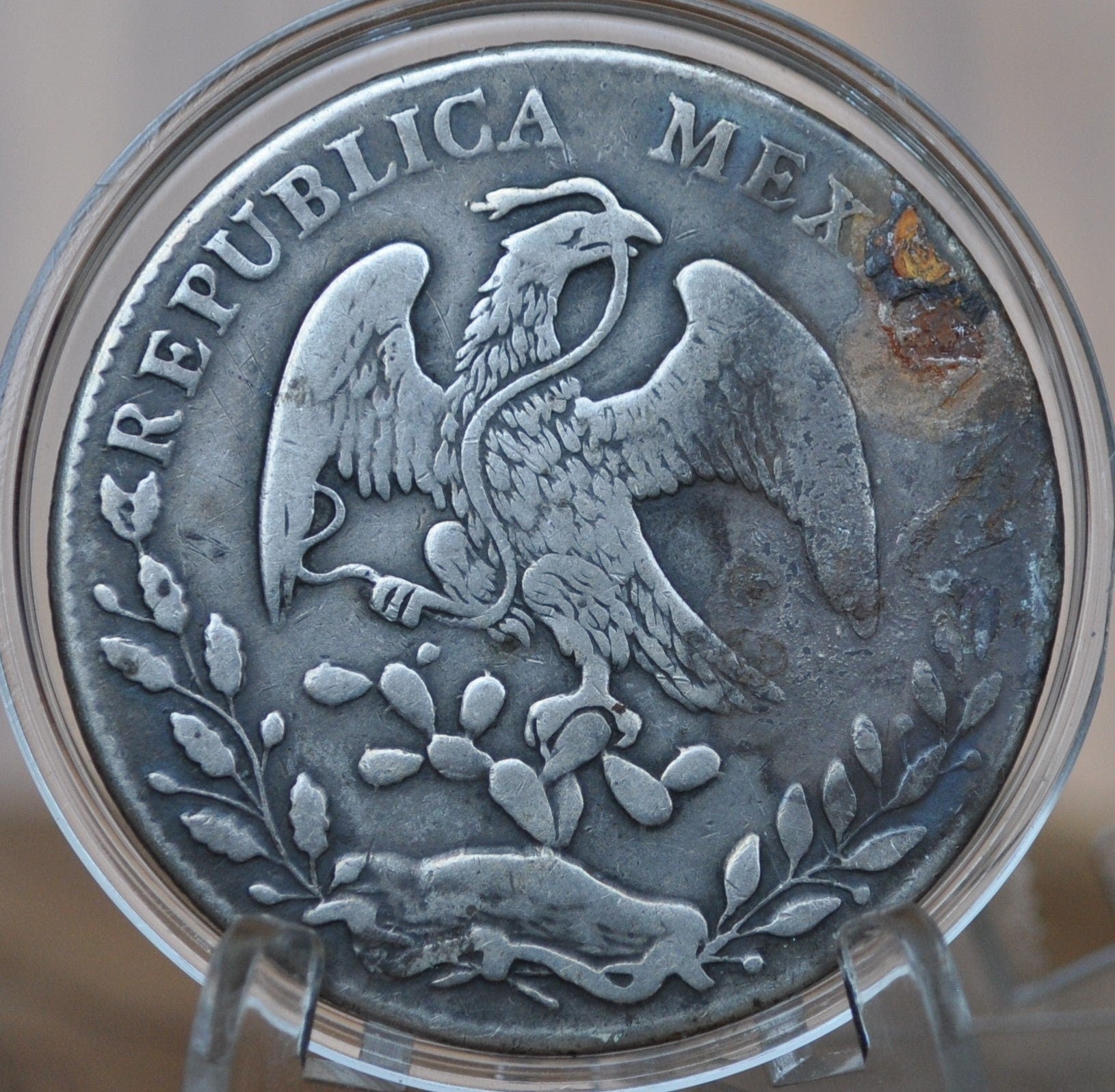 1876 Silver 8 Reales Mexico - VF/XF - Mexican Eight Reales Silver Mexican Coin