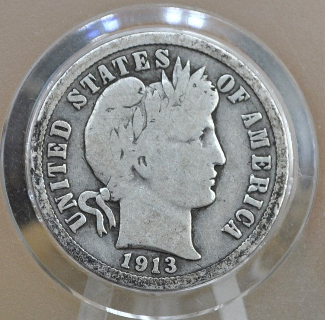 1913 Barber Silver Dime - Choose by Grade / Condition - Philadelphia Mint - 1913 Liberty Head Dime - Silver 1913 P Barber Dime