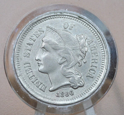 1866 Three Cent "Nickel" Us Coin - Civil War Era - Great Condition - Choose by Grade / Condition - Us 3 Cent Coins
