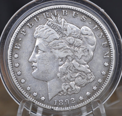 1892-S Morgan Silver Dollar - XF+ Details, Initials - San Francisco Mint 1892 Morgan Dollar, Key Date