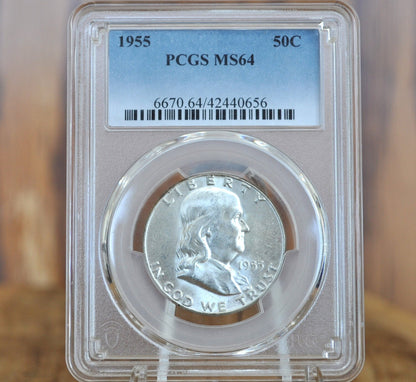 1955 Franklin Half Dollar- Choose by Grade - Key Date of the Franklin Series - 1955P Silver Half Dollar - Philadelphia Mint