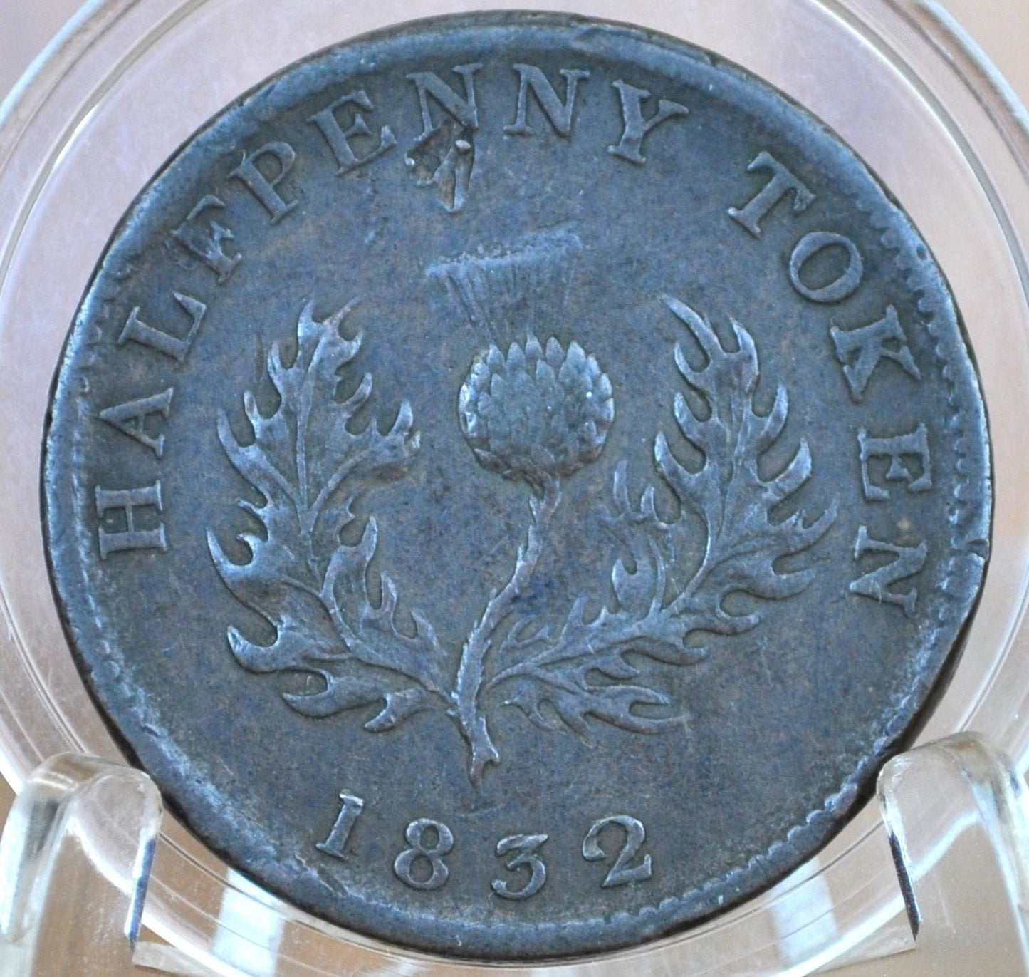 1832 Nova Scotia Half Penny Token - XF Grade / Condition - 1/2 Penny Token Canada 1832 - Copper - 1832 Canadian Token