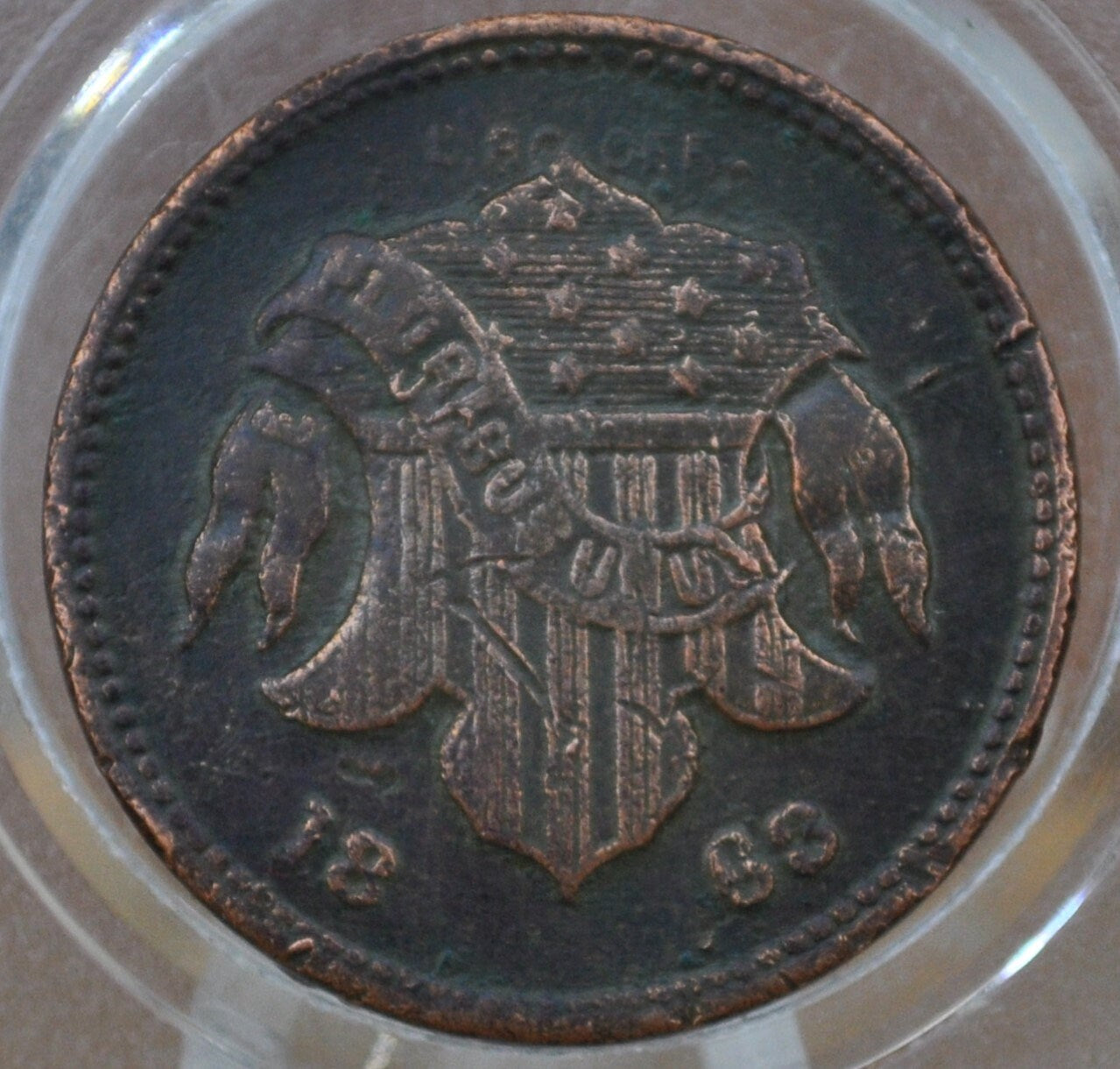 1863 Civil War Tokens - Store Cards / Merchant Tokens - 1860s Civil War Store Cards