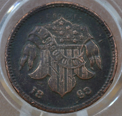 1863 Civil War Tokens - Store Cards / Merchant Tokens - 1860s Civil War Store Cards