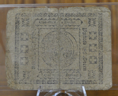 1775 State of Maryland 1/3 Dollar December 7th 1775 - Continental Currency - Dec 7th 1775 One Third Dollar Note - MD-81 - MD 12/7/1775, Colo