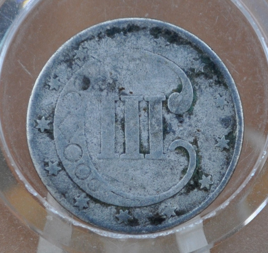 1853 Three Cent Silver US Coin - G (Good) Grade / Condition - 1853 3 Cent Trimes Silver 3 Cent Piece - Great Collection Piece