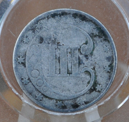 1853 Three Cent Silver US Coin - G (Good) Grade / Condition - 1853 3 Cent Trimes Silver 3 Cent Piece - Great Collection Piece