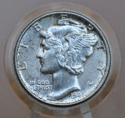 1941 Mercury Dime - MS62 (Uncirculated) Full Split Bands - Philadelphia Mint - 1941 FB Liberty Head Dime - 1941P Mercury Dime Full Band