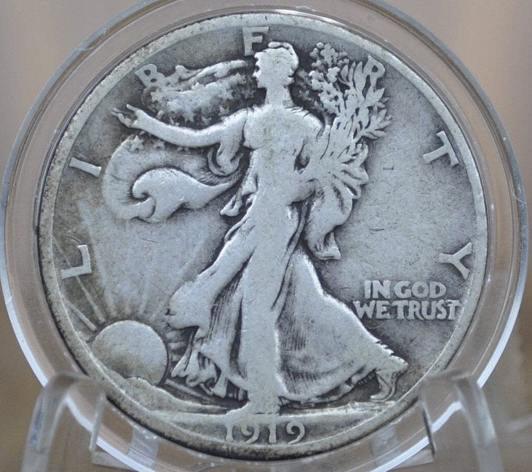 1919-D Walking Liberty Half Dollar - Choose by Grade - Silver Half Dollar 1919 D - Denver Mint 1919 D Wlh 1919 D Half Dollar, Semi-Key Date