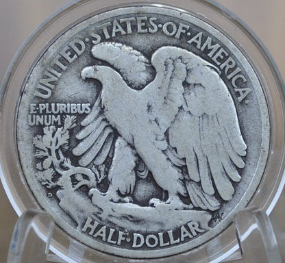 1919-D Walking Liberty Half Dollar - F (Fine) - Silver Half Dollar 1919 D - Denver Mint 1919 D WLH 1919 D Half Dollar, Semi-Key Date