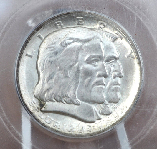 Authentic 1936 Long Island Tercentenary Silver Half Dollar - MS60+ (Uncirculated), Toned - Long Island Commemorative Half Dollar 1936