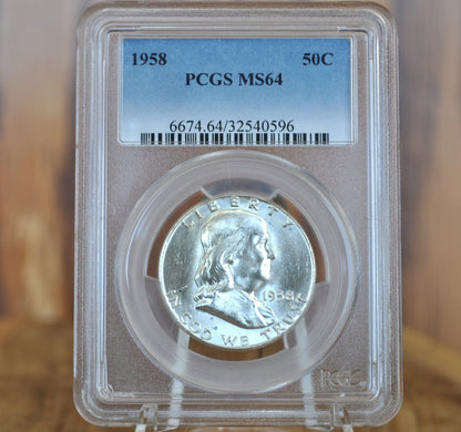 1958 P&D Franklin Half Dollar - Choose By Mint And Grade - 1958 D Franklin Silver Half Dollar 1958 P Franklin Silver Half Dollar