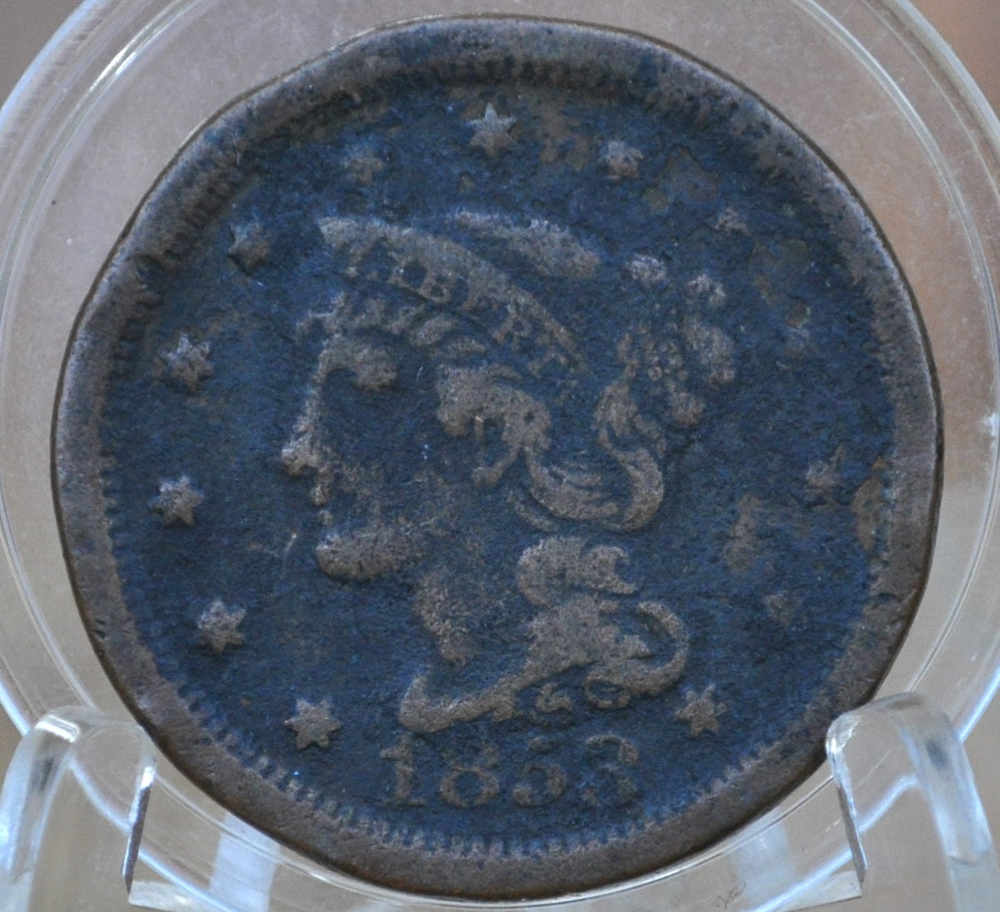 1853 Braided Hair Large Cent - VG-F Details, Corrosion - 1853 Coronet Cent 1853 US Large Cent Braided Hair 1839 to 1857