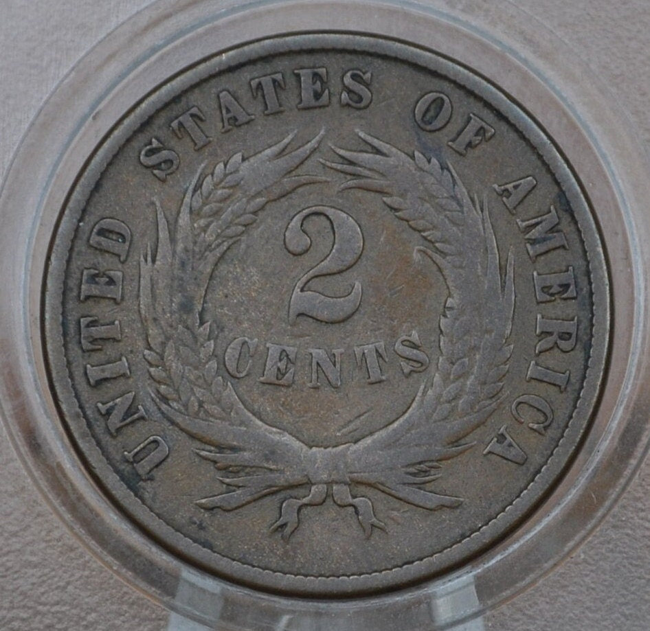 1870 Two Cent US Coin - VG-F (Very Good to Fine) Grade / Condition - Civil War Era - 1870 2 Cent Piece 1870 US Two Cent Coin