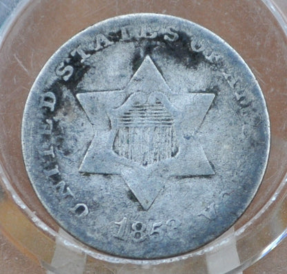 1853 Three Cent Silver US Coin - G (Good) Grade / Condition - 1853 3 Cent Trimes Silver 3 Cent Piece - Great Collection Piece