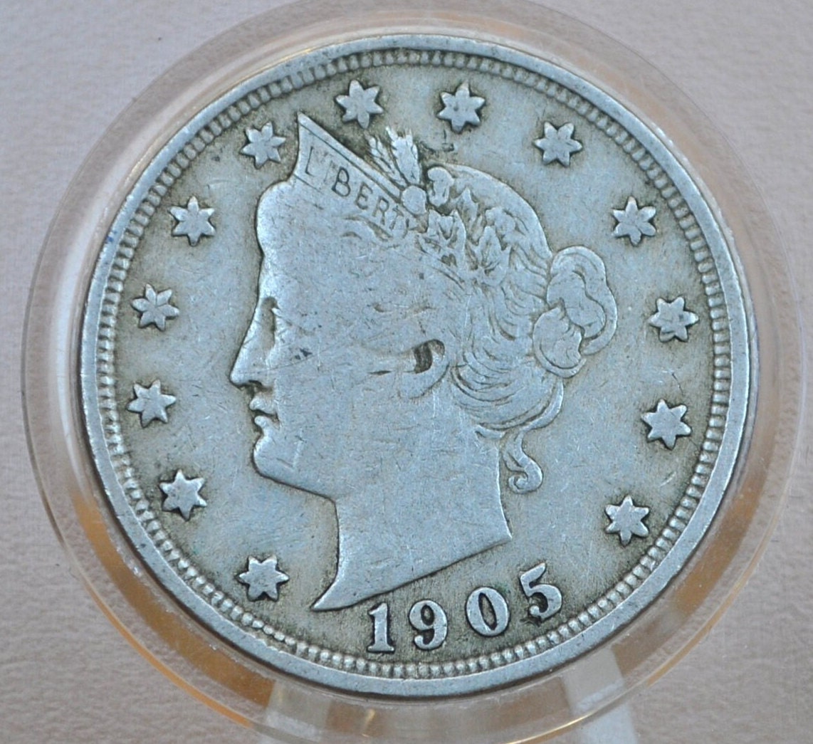 1905 V Nickel - 1905 Liberty Head Nickel - VG (Very Good) Condition - Liberty Nickel - 1905 Nickel Barber Design - Collectible, Jewelry