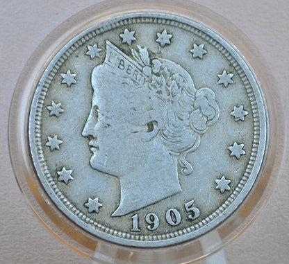 1905 V Nickel - 1905 Liberty Head Nickel - VG (Very Good) Condition - Liberty Nickel - 1905 Nickel Barber Design - Collectible, Jewelry