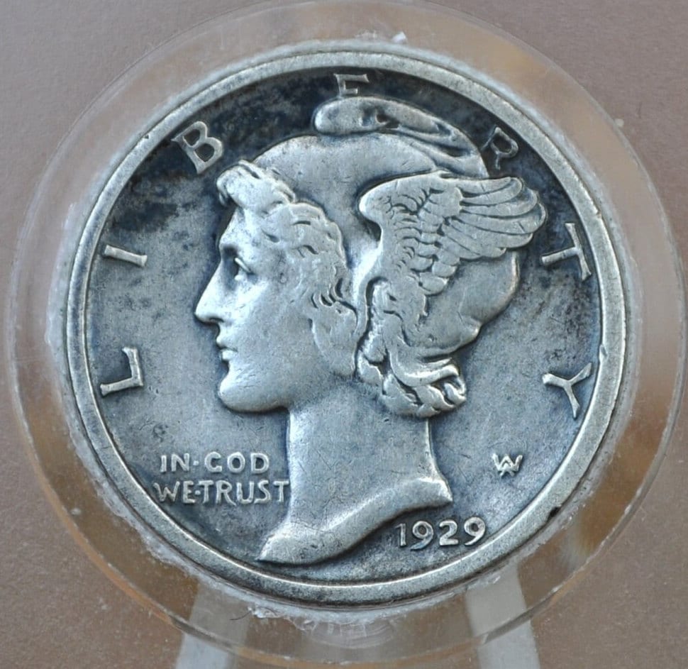 1929-D Mercury Silver Dime - Choose by Grade - Denver Mint - 1929 D Winged Liberty Head Dime - 1929 D Silver Dime Mercury Dime 1929 D