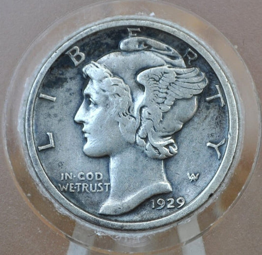 1929-D Mercury Silver Dime - Choose by Grade - Denver Mint - 1929 D Winged Liberty Head Dime - 1929 D Silver Dime Mercury Dime 1929 D