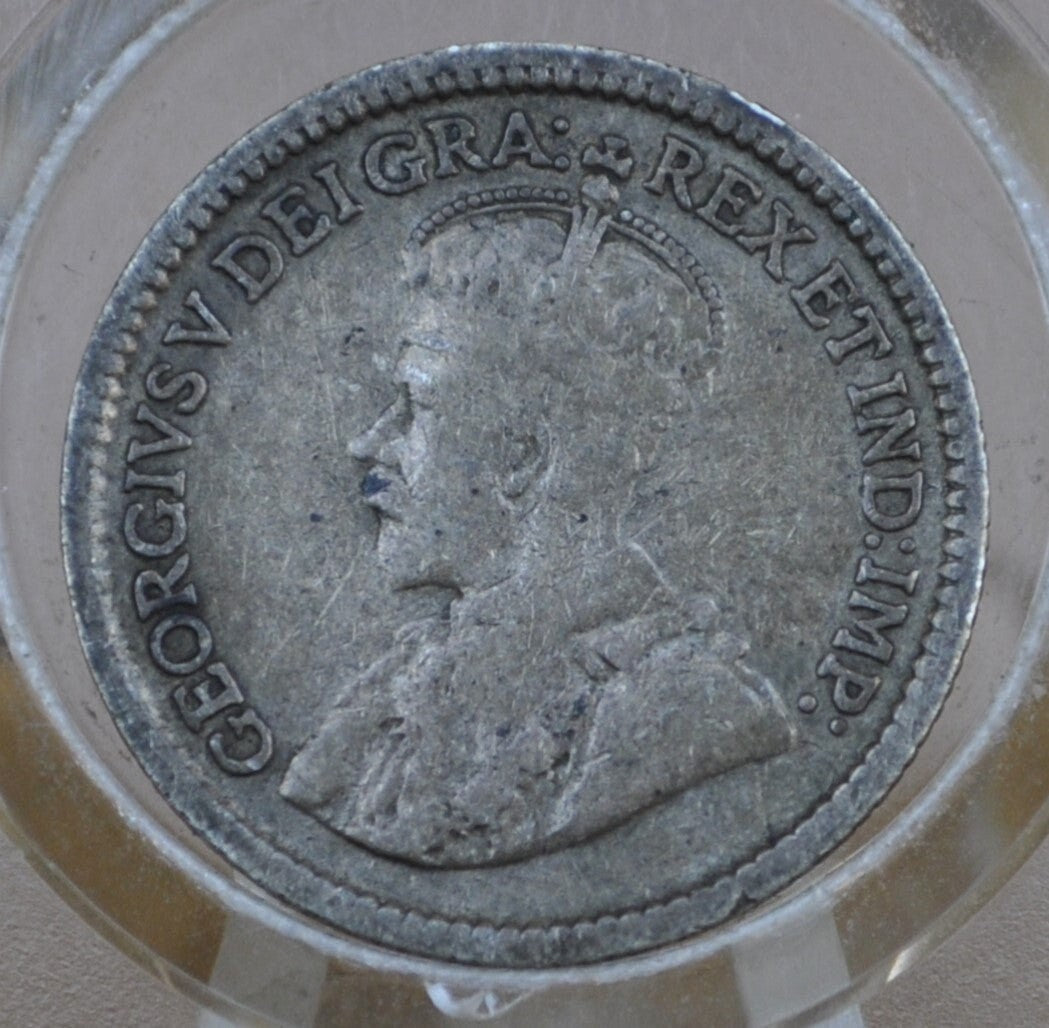 1913 Canadian Silver 5 Cent Coin - VF (Very Fine) - King George - Canada 5 Cent Sterling Silver 1912 Canada