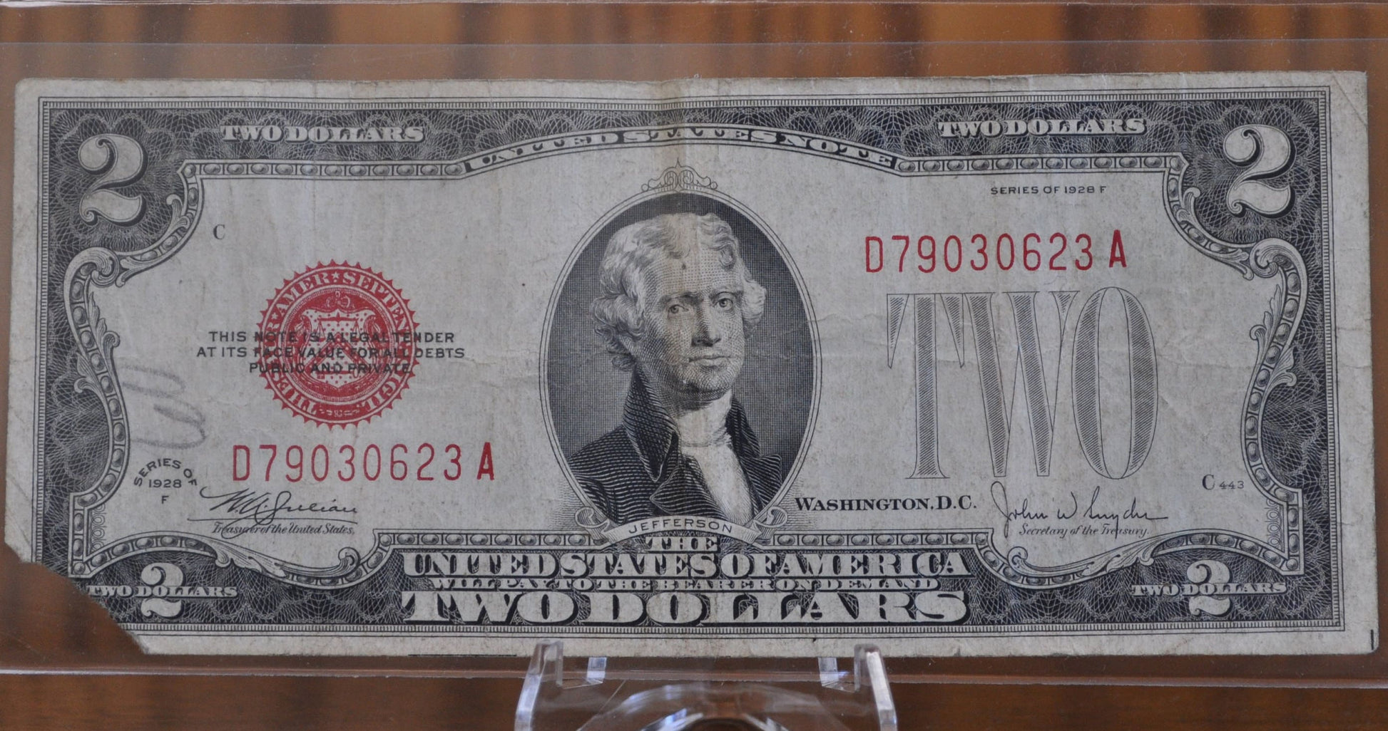 1928 Red Seal 2 Dollar US Note - Choose by Grade / Condition - 1928 G Two Dollar U.S. Note 1928 2 Dollar Bill Fr#1501 through Fr#1508