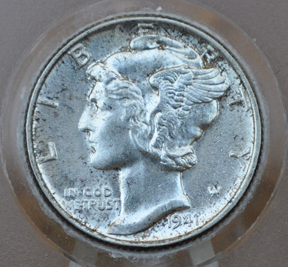 1941 Mercury Dime - MS62 (Uncirculated) Full Split Bands - Philadelphia Mint - 1941 FB Liberty Head Dime - 1941P Mercury Dime Full Band