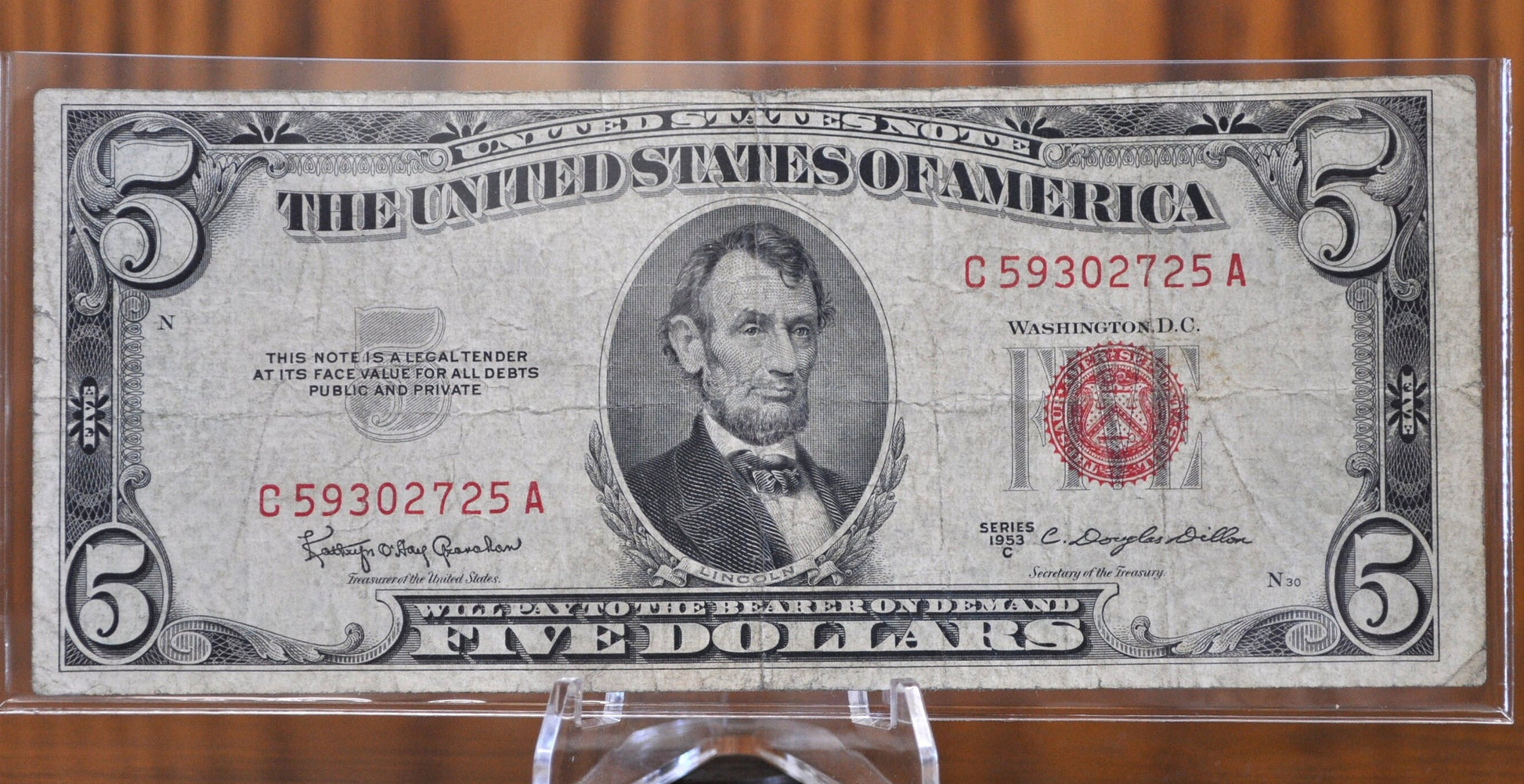 1953 Red Seal 5 Dollar Bill Fr#1532-1535 - Choose by Grade - Single Note or Series Set - 1953 Five Dollar Bill 1953, 1953A, 1953B, 1953C