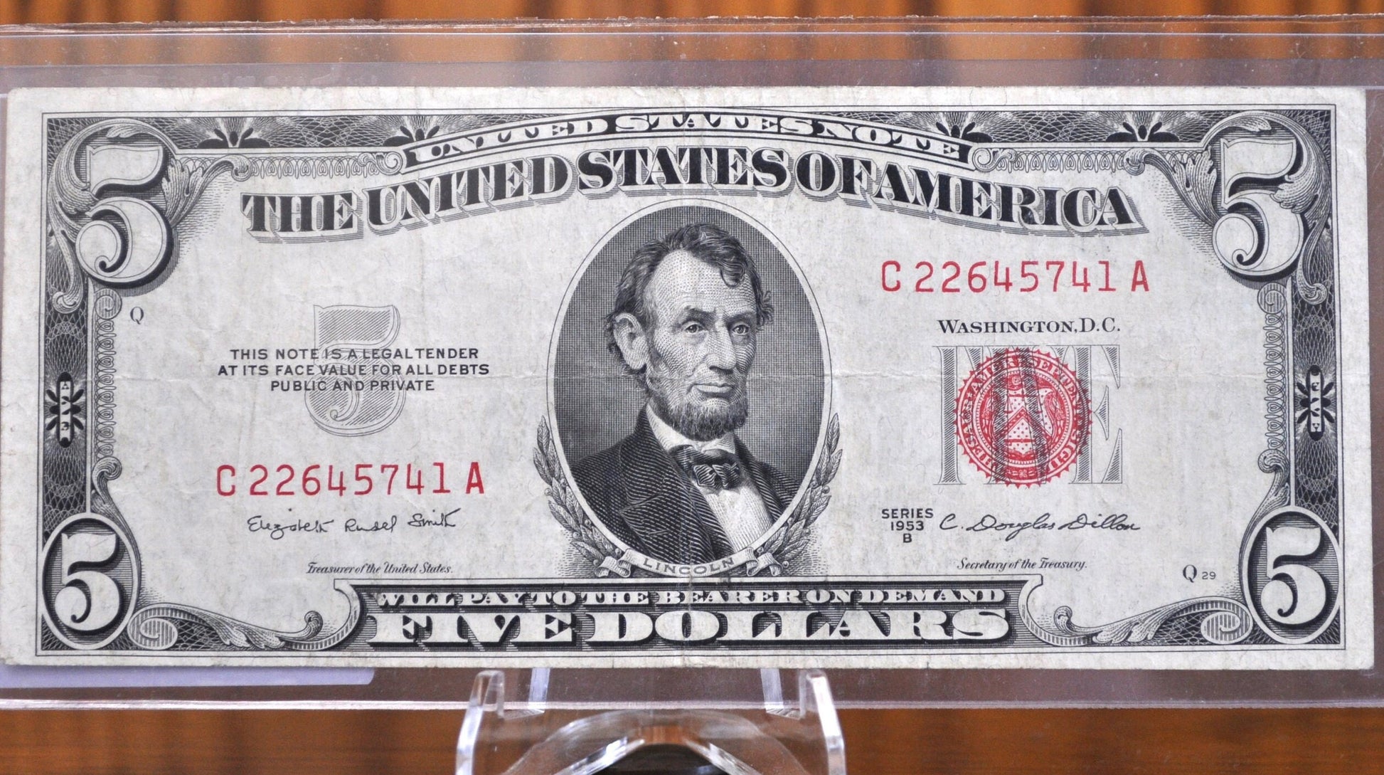 1953 Red Seal 5 Dollar Bill Fr#1532-1535 - Choose by Grade - Single Note or Series Set - 1953 Five Dollar Bill 1953, 1953A, 1953B, 1953C