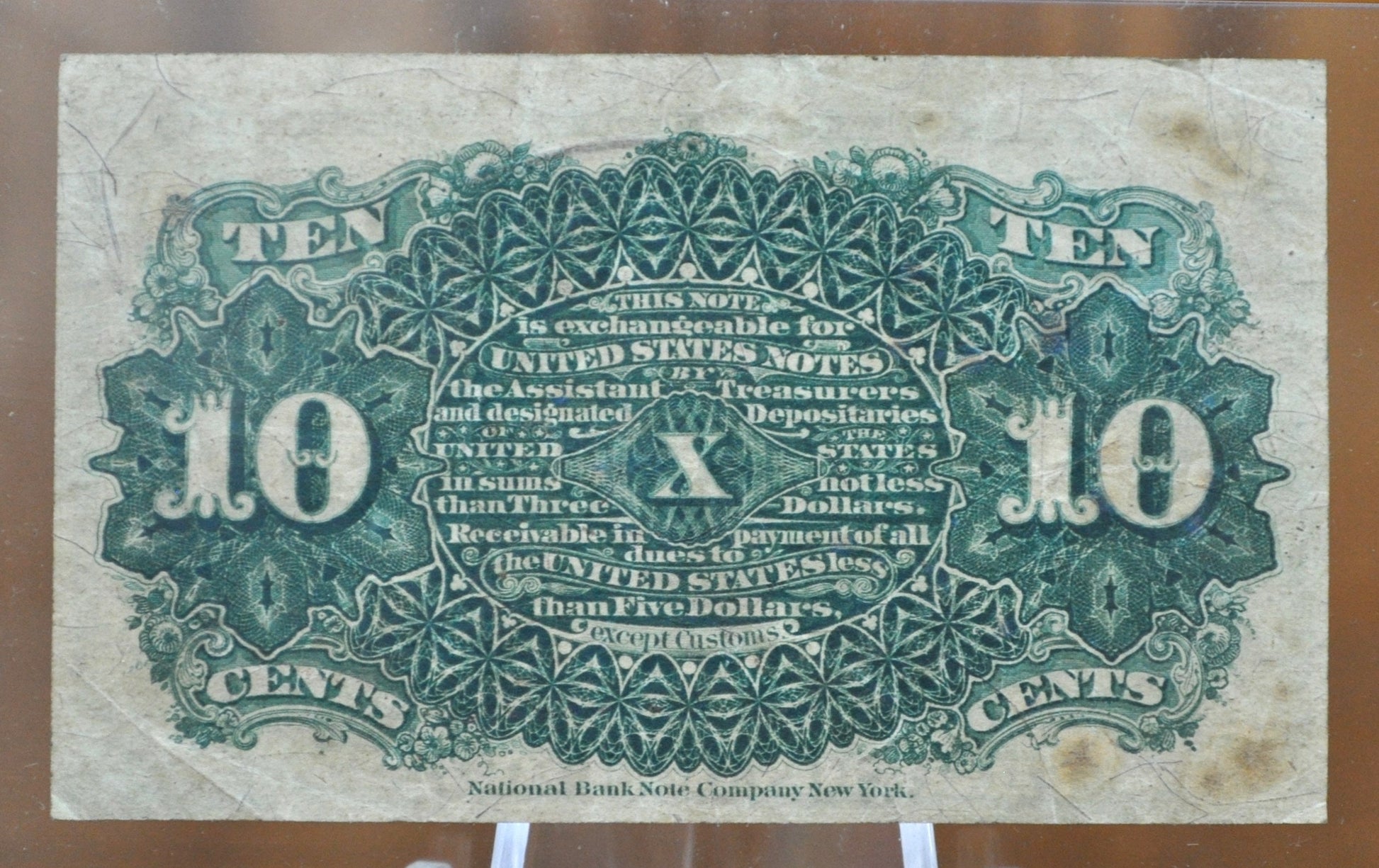 Authentic 1863 10 Cent Fractional Currency / 1863 Fractional Currency - VG (Very Good) Grade / Condition - 2nd Issue Fractional Note Fr1257