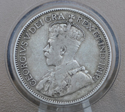1914 Canadian Silver Quarter - VF (Very Fine) Grade - King George V - 92.5% Silver Quarter Canada - Canadian Coin Collection, Higher Grade