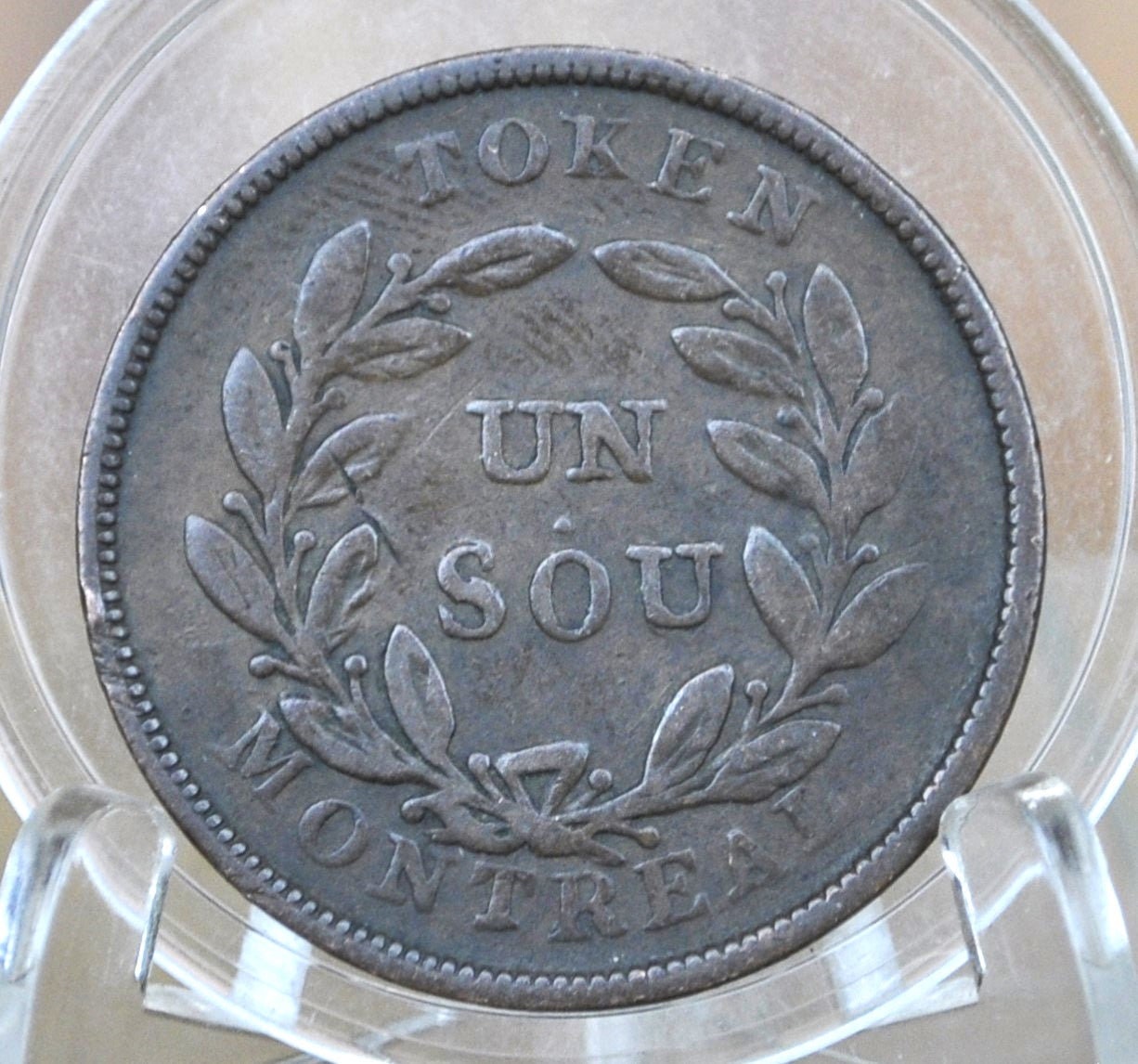 Un Sou Bas-Canada Trade and Agriculture Bank Token Montreal - F (Fine) Condition - Bank Token 1837-1838 Montreal Canadian Bank Token, Low Mi