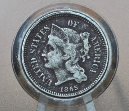 1865 Three Cent Nickel - Choose by Grade - Civil War Era Three-Cent 1865 3 Cent Coin - Nickel Composition