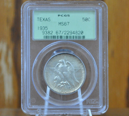 PCGS MS67 1935 Texas Silver Commemorative Half Dollar - MS67 PCGS Graded - Texas Independence Centennial Half 1935