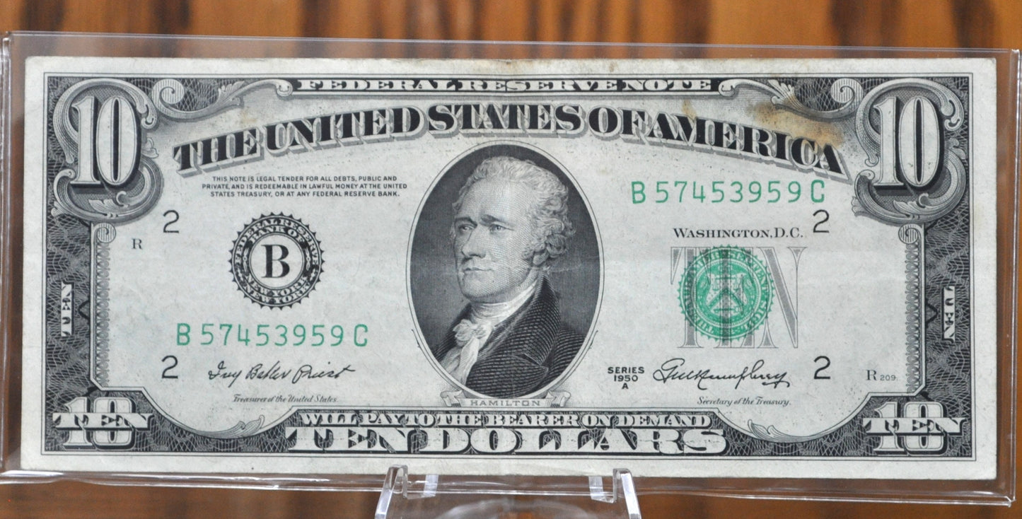 1950 10 Dollar Bill - Choose by Grade - 1950 Ten Dollar Federal Reserve Note - Fr#2010-Fr#2015B