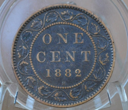 1882 Canadian Cent - XF-AU (Extremely Fine) Grade / Condition - Queen Victoria - 1882 Large Cent - 1882 H Penny Canada, Incredible Detail