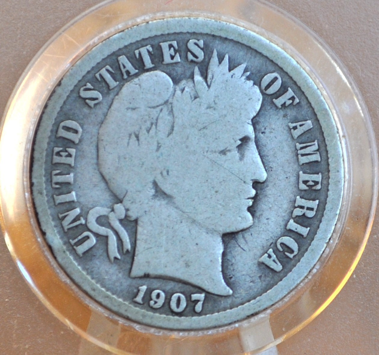 1907 Barber Silver Dime - G/VG (Good-Very Good) Grade / Condition - Philadelphia Mint - 1907 Barber Dime - Silver Dimes