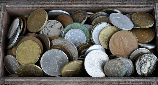 Coins & Tokens by the Pound - Americas, Europe, Asia, Africa - US Coins and Many others - Buffalo Nickels, Farthings, Pence, Pound, Penny