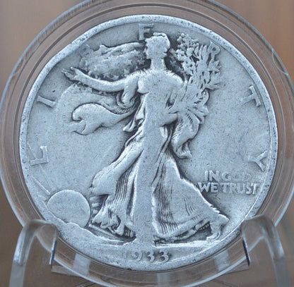 1933-S Walking Liberty Silver Half Dollar - F (Fine) Grade / Condition - San Francisco Mint - 1933S 1933 S Half Dollar - WLH 1933 S