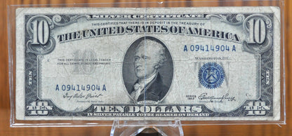 1953 Blue Seal 10 Dollar Silver Certificate Fr#1706- Choice AU Grade / Condition - 1953 Ten Dollar Silver Certificate