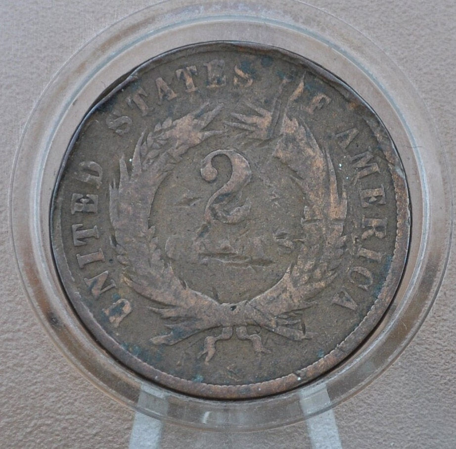 1869 Two Cent US Coin - VG-F (Very Good to Fine) Grade / Condition - Civil War Era - 2 Cent Piece 1869 - Two Cent Coins